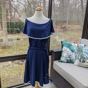 Michael Kors navy off‎ the shoulder dress New Size L